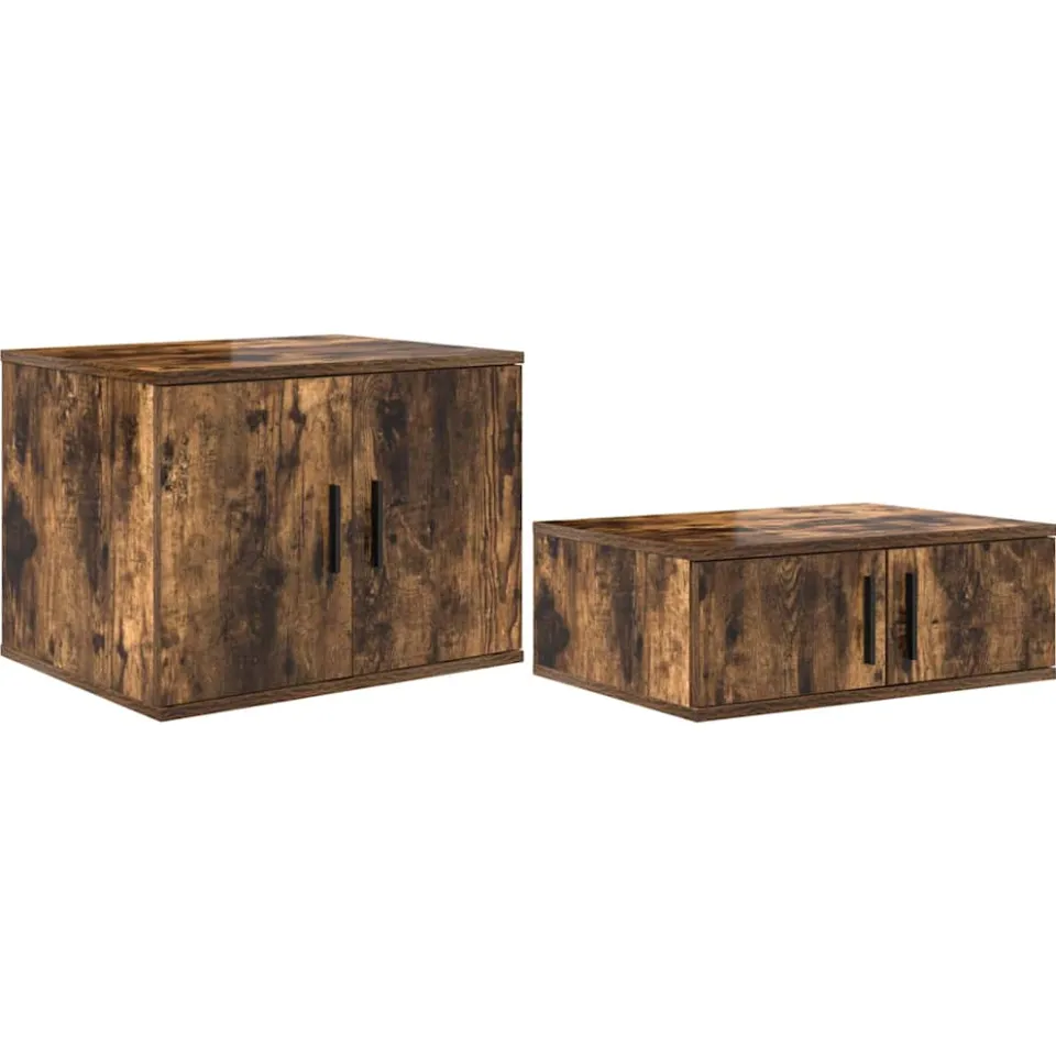 vidaXL Opbergkast 2 st Gerookt eiken 118 x 41 x 40 cm Bewerkt hout, foto 3