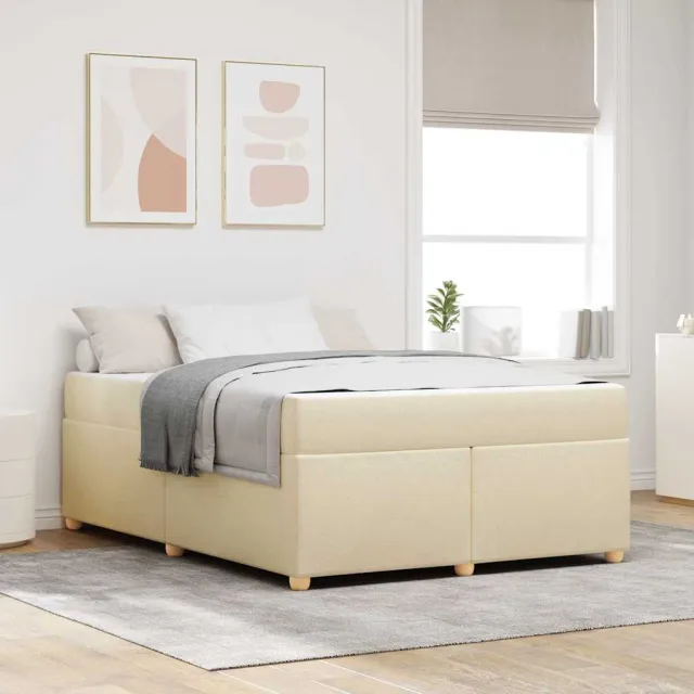 vidaXL Bedframe met matras Crème 160 x 200 cm Stof