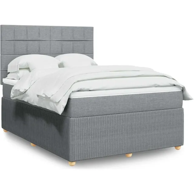 vidaXL Boxspring met matras stof lichtgrijs 140x190 cm grijs