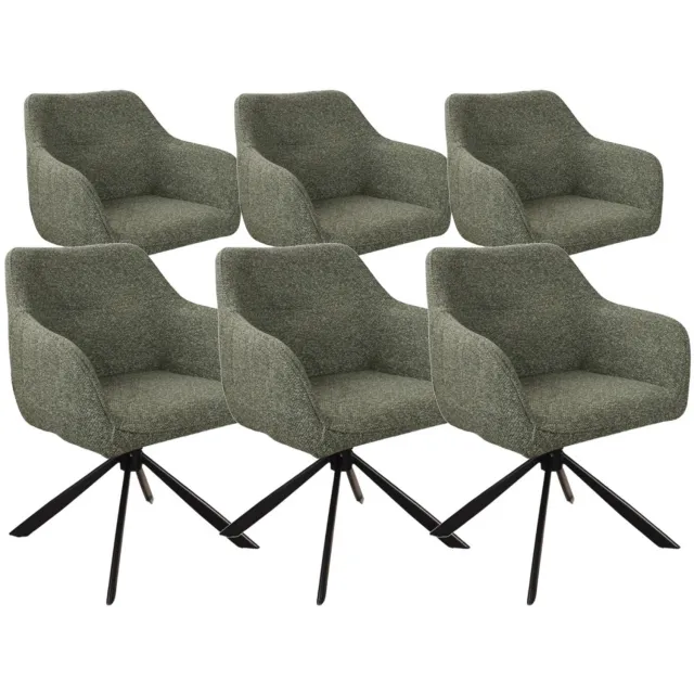 DS4U Seff armstoel met terugdraaifunctie - Set van 6 - Groen - Stof