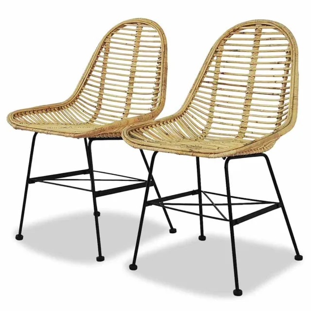 vidaXL Eetkamerstoelen 2 st natuurlijk rattan Beige