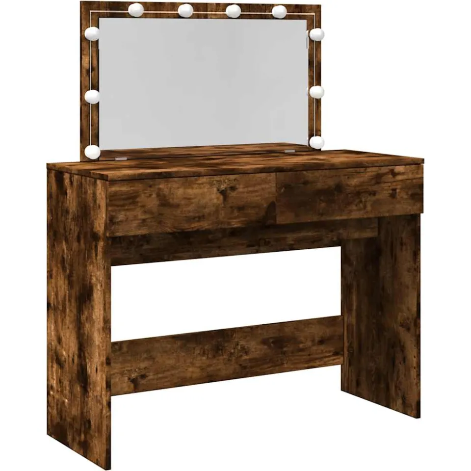 vidaXL Kaptafel met LED 100x40x120 cm gerookt eikenkleurig Bruin
