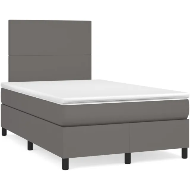 vidaXL Boxspring met matras kunstleer grijs 120x190 cm