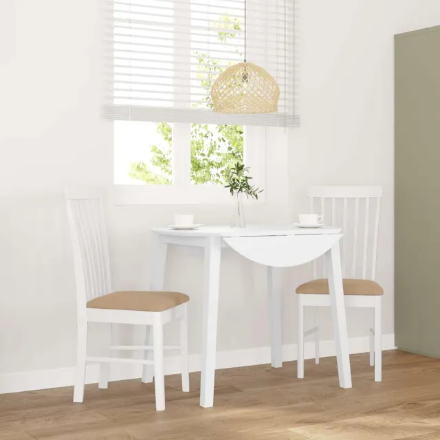 vidaXL Eetkamerstoelen met kussens 2 st massief hout rubber wit
