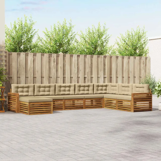 vidaXL Buiten bankenset 8 st 7-zits Natuurlijk en Beige