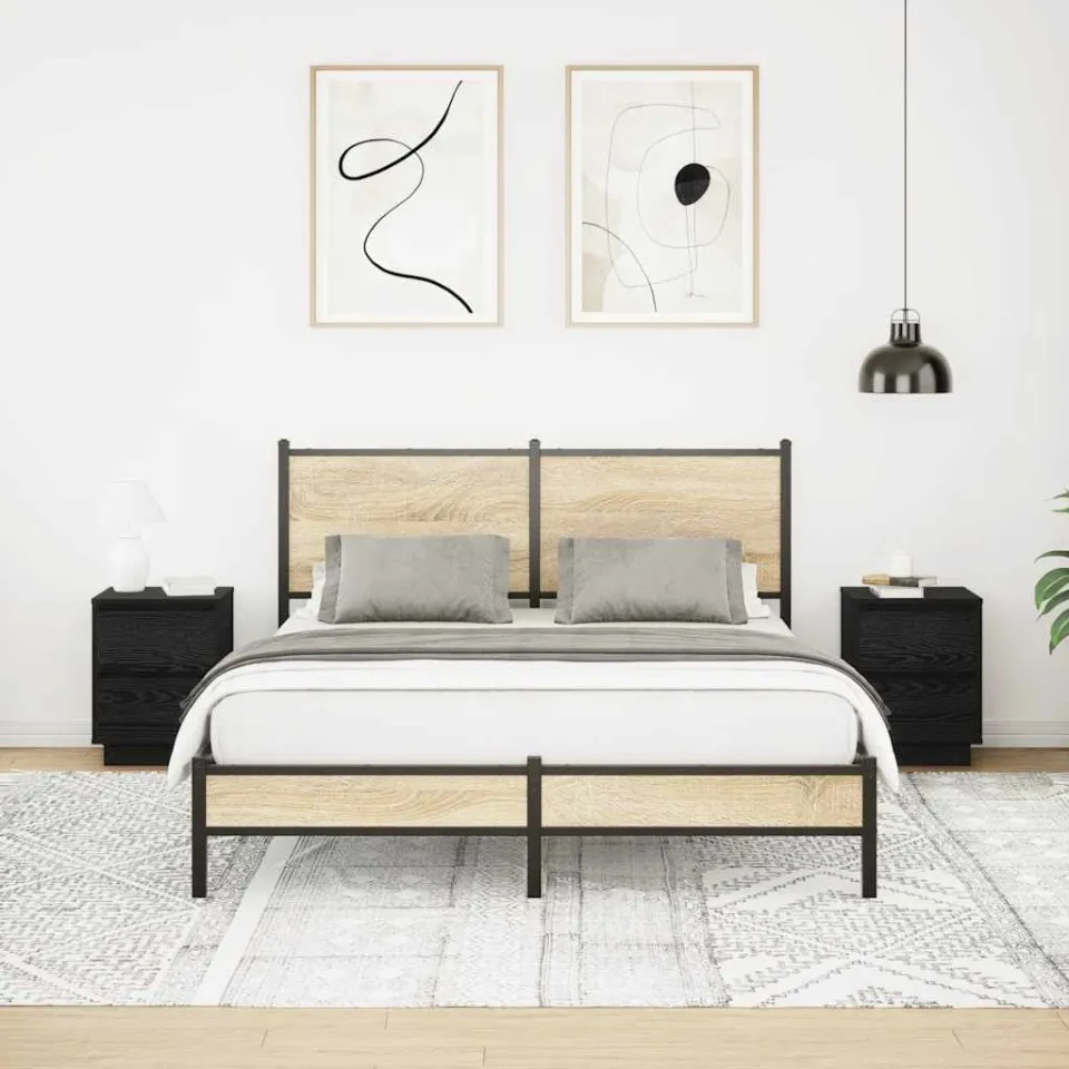 vidaXL Nachtkastjes met LED-verlichting 2 st 38x34x50 cm zwart, foto 4