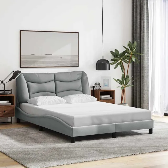 vidaXL Bedframe zonder matras "Hvar" stof lichtgrijs 140x190 cm
