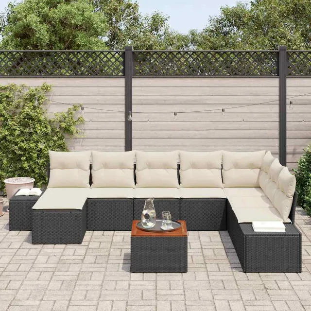 vidaXL Tuin Sofa Set 9 st Zwart en wit, foto 2