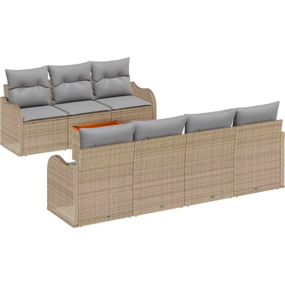 vidaXL Tuinbankenset 8 st Beige en Licht Grijs poly rattan