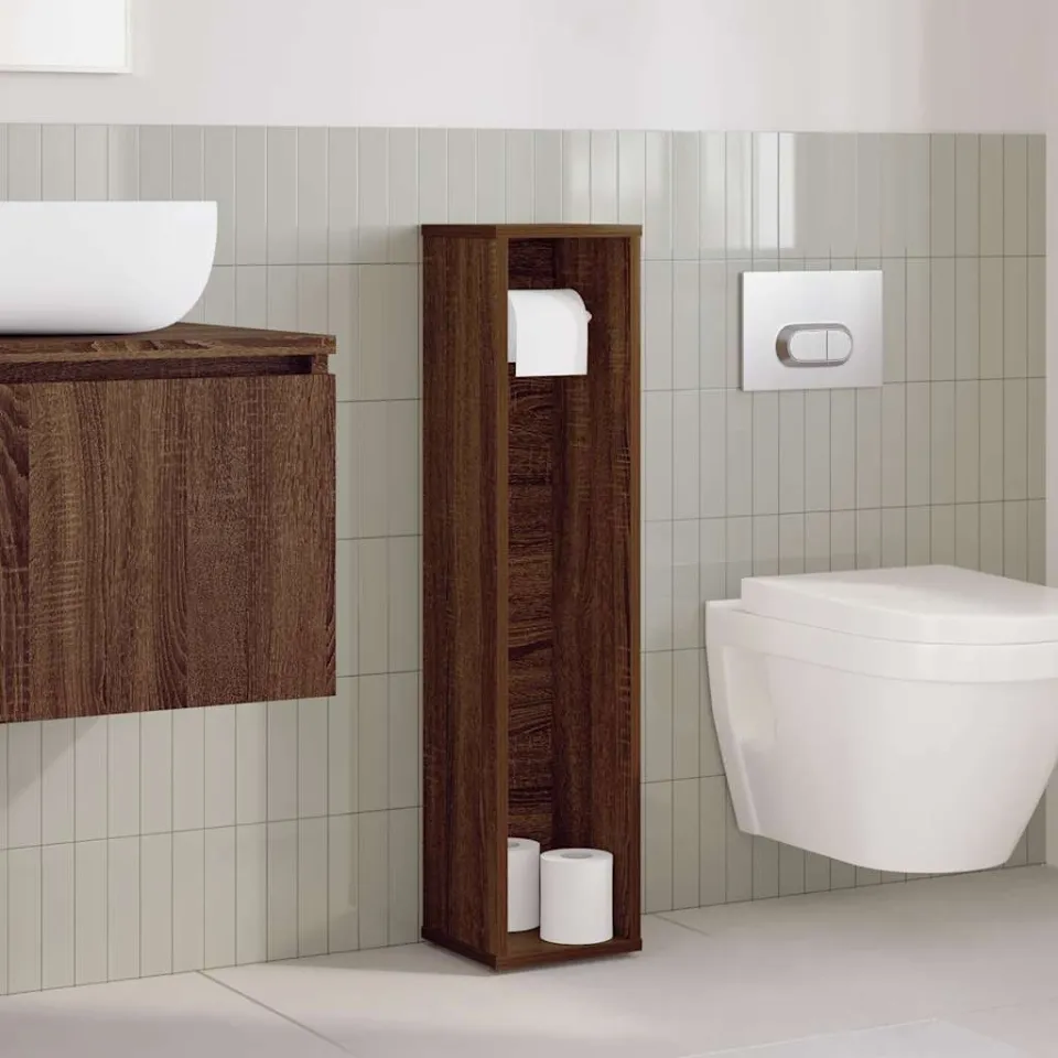 vidaXL Badkamerkast met rolhouder Bruin Eiken 20,5x20x90 cm, foto 2
