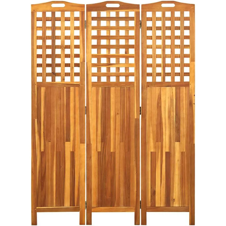 vidaXL Kamerscherm met 3 panelen 121x2x170 cm massief acaciahout Bruin