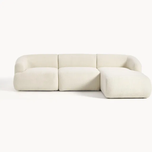 Westwing Collection Modulaire teddy hoekbank Sofia (3-zits) Wit