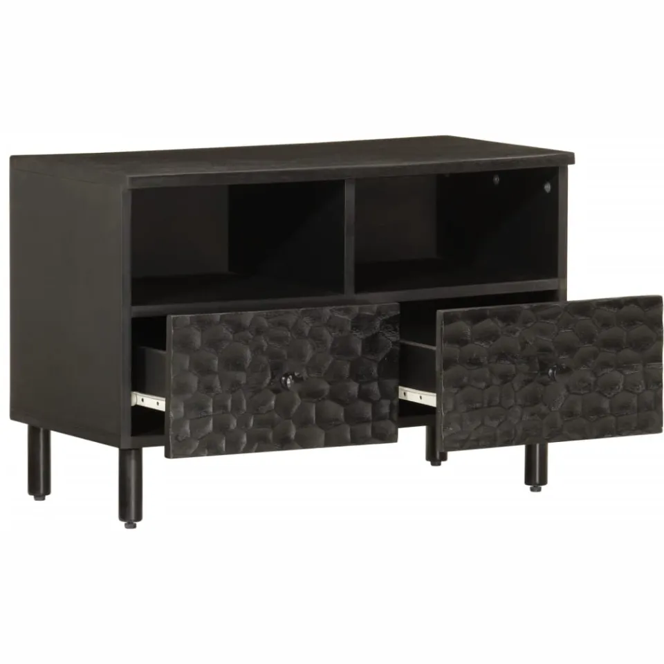 vidaXL Tv-meubel 70x33x46 cm massief mangohout zwart, foto 2