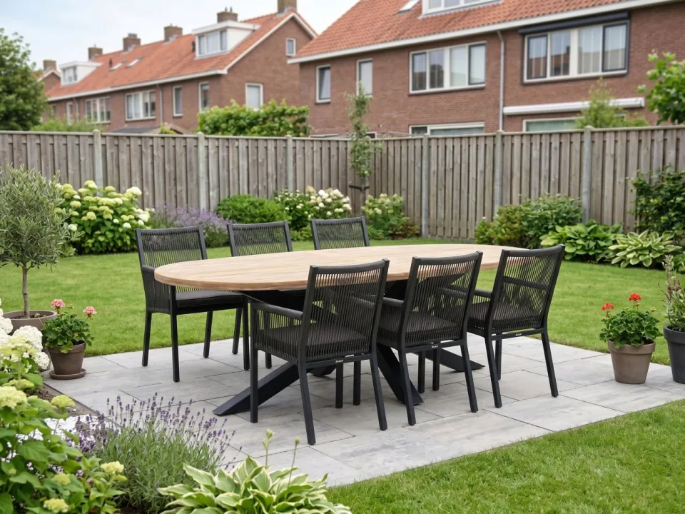 Manifesto Furniture Manifesto Rivola/ROUGH-Y Ellips 200cm dining tuinset 7-delig, foto 5