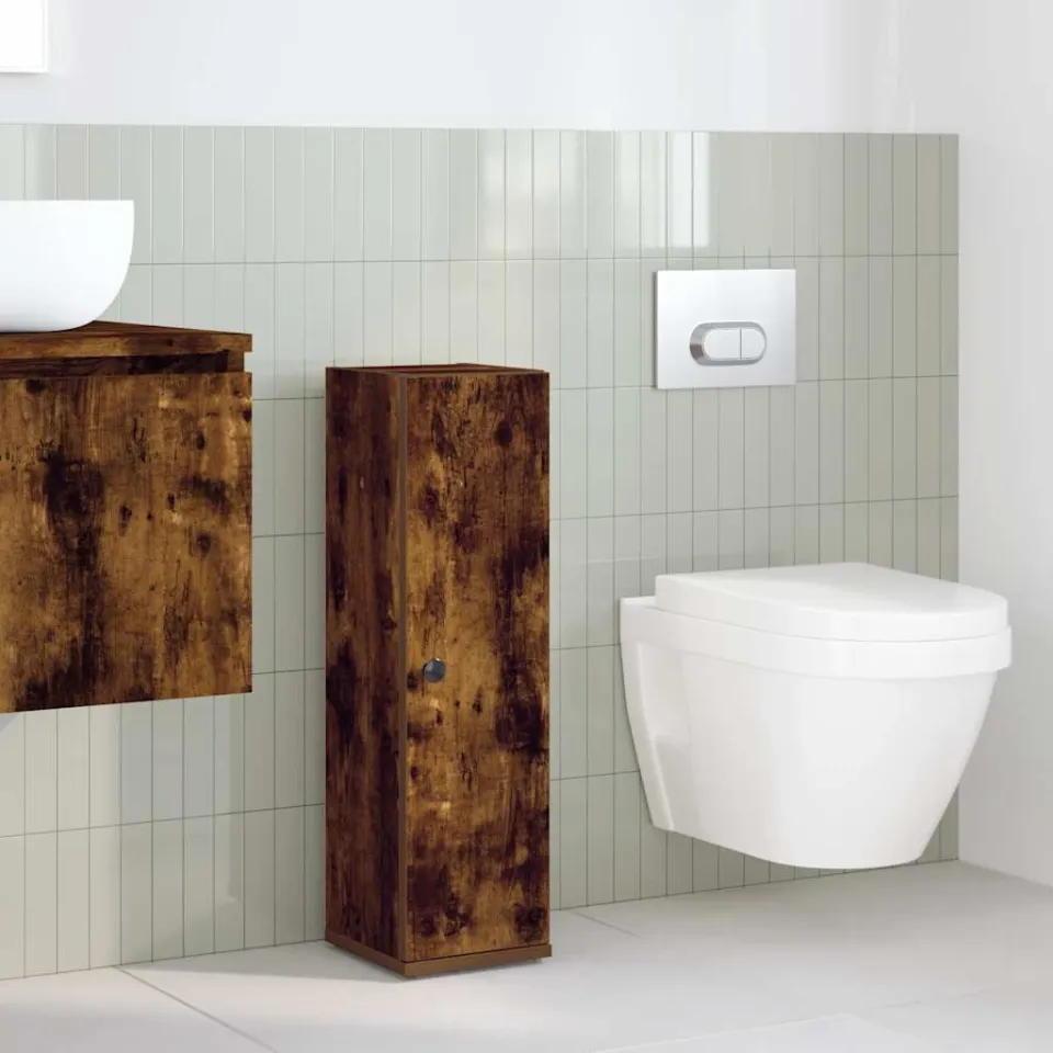 vidaXL Badkamerkast met rolhouder 20,5x22x72 cm gerookt eikenkleurig, foto 2