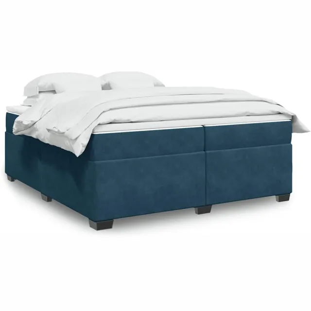 vidaXL Boxspring met matras fluweel donkerblauw 200x200 cm blauw