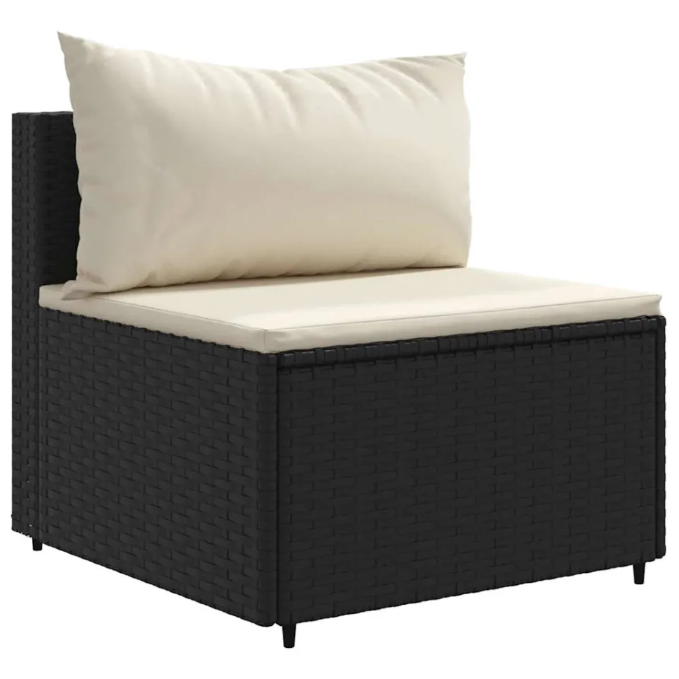 vidaXL 7-delige Loungeset met kussens poly rattan zwart, foto 4