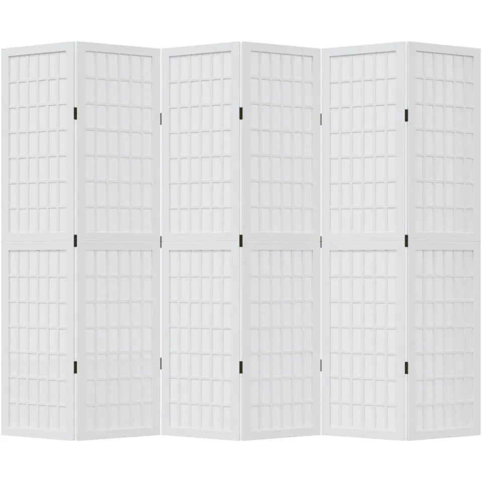 vidaXL Kamerscherm met 6 panelen massief paulowniahout wit, foto 4