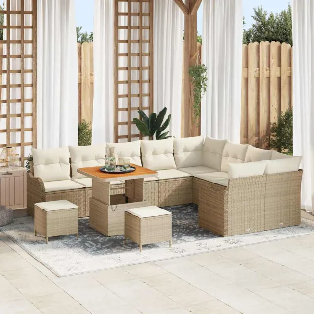 vidaXL Tuin Sofa Set 12 st 11-zits Beige en Crème