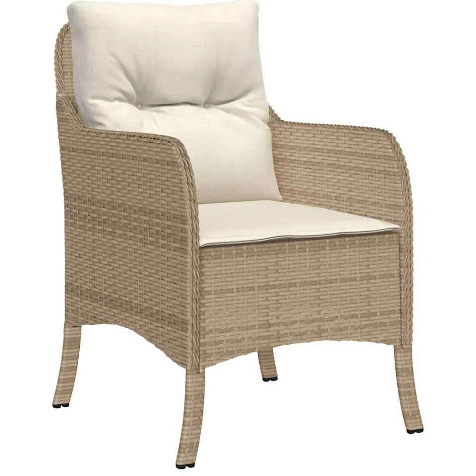 vidaXL 5-delige Tuinset met kussens poly rattan beige