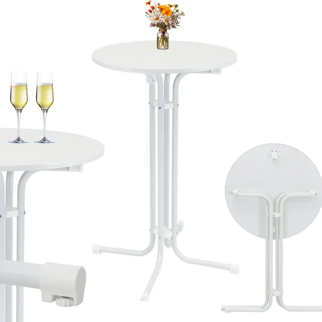 TRUTZHOLM Statafel - Inklapbaar - 70 cm diameter - 110 cm hoog - Stalen frame - MDF tafelblad - Wit - Feesttafel - Bistrotafel - Tuintafel