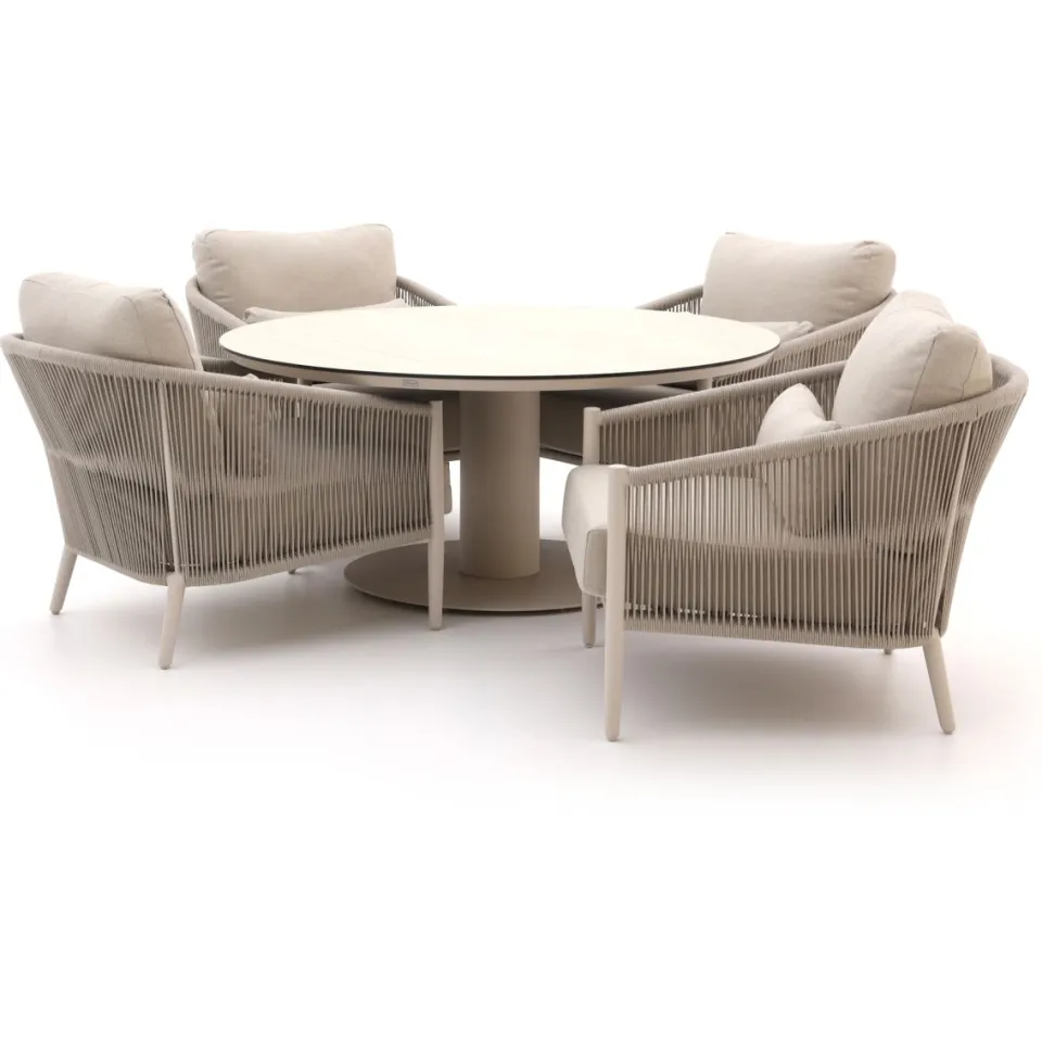 Bellagio tuinmeubelen Bellagio Mineo/La Fonte ø150cm low dining tuinset 5-delig taupe, foto 4