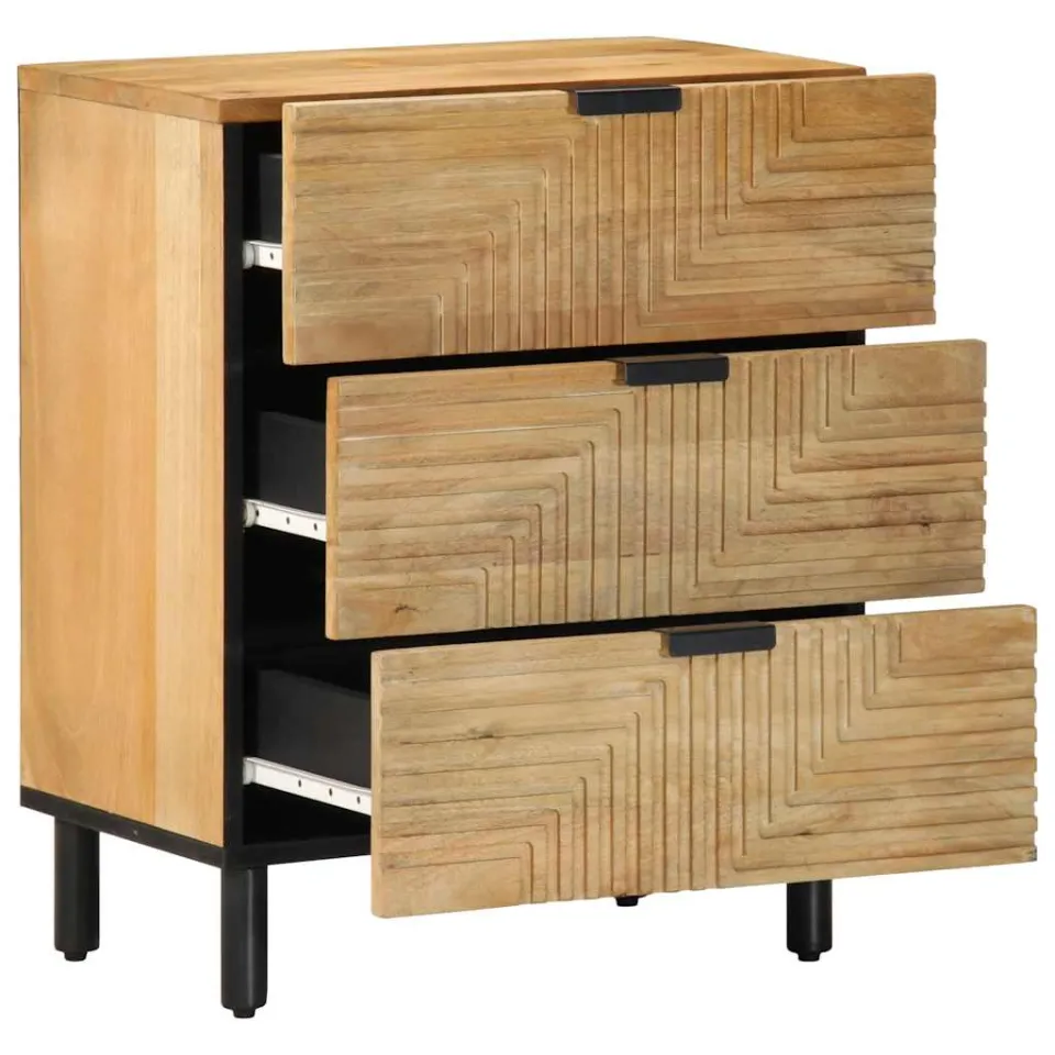 vidaXL Nachtkastje 50x33x60 cm massief mangohout bruin, foto 2