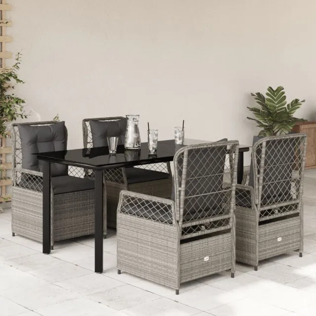 vidaXL 5-delige Tuinset met kussens poly rattan lichtgrijs grijs, foto 2