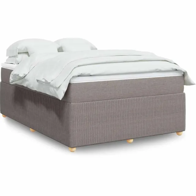 vidaXL Boxspring met matras stof taupe 160x200 cm