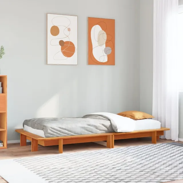 vidaXL Bedframe zonder matras massief grenenhout wasbruin 100x200 cm bruin