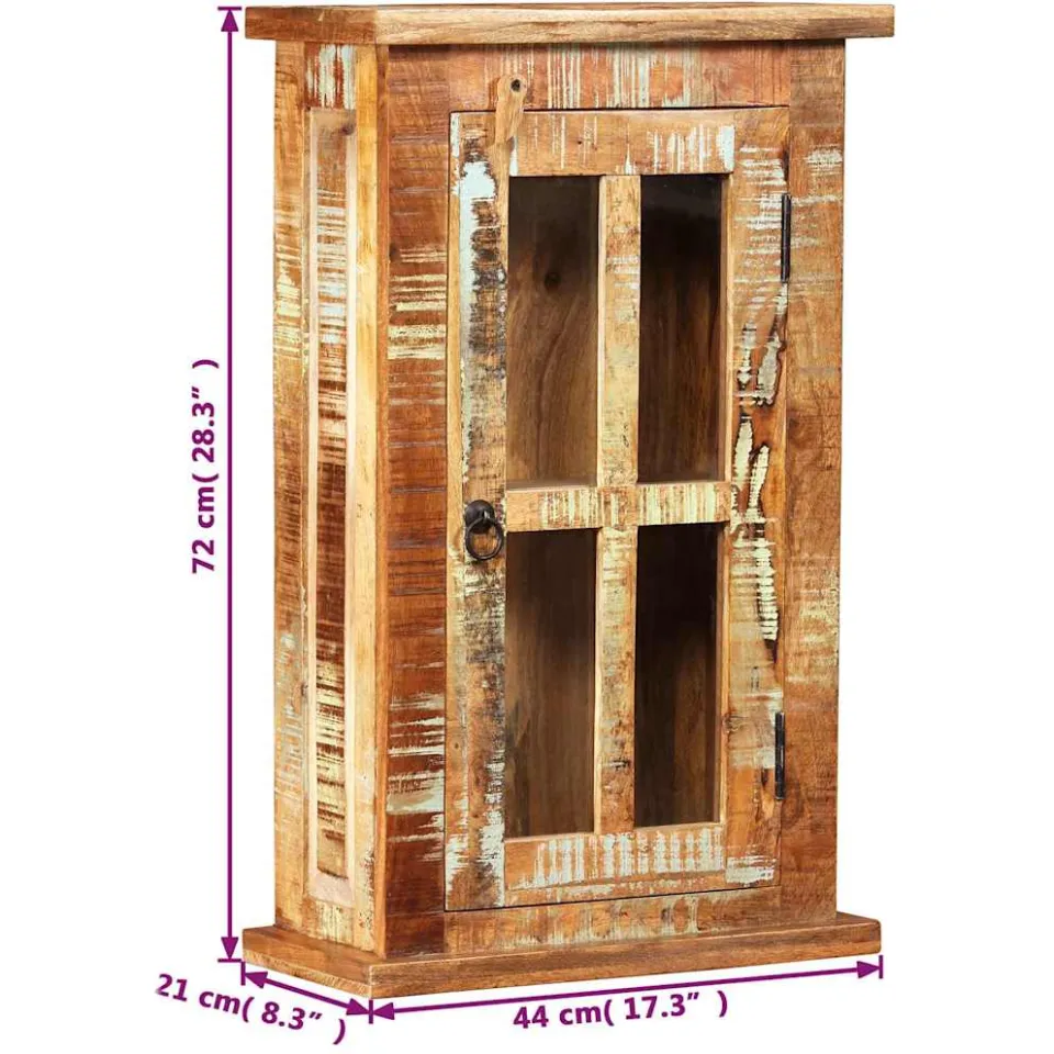 vidaXL Wandkast 44x21x72 cm massief gerecycled hout bruin, foto 4