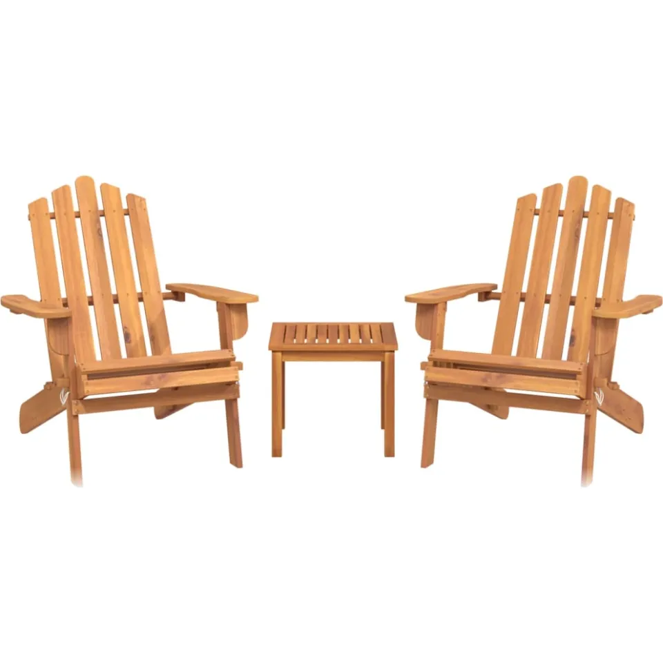 vidaXL 3-delige Loungeset Adirondack massief acaciahout Bruin