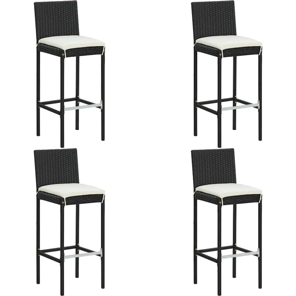 vidaXL 5-delige Tuinbarset met kussens poly rattan zwart, foto 4