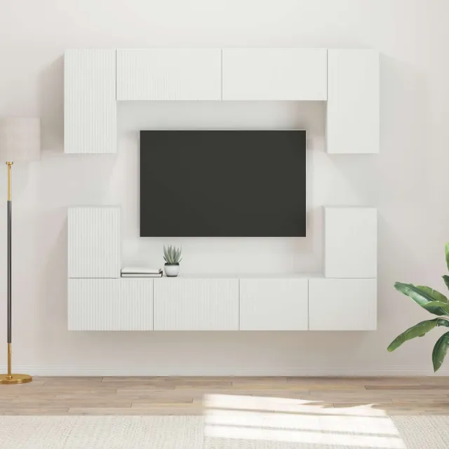 vidaXL Tv-meubelset 5 st Wit Bewerkt hout, foto 2