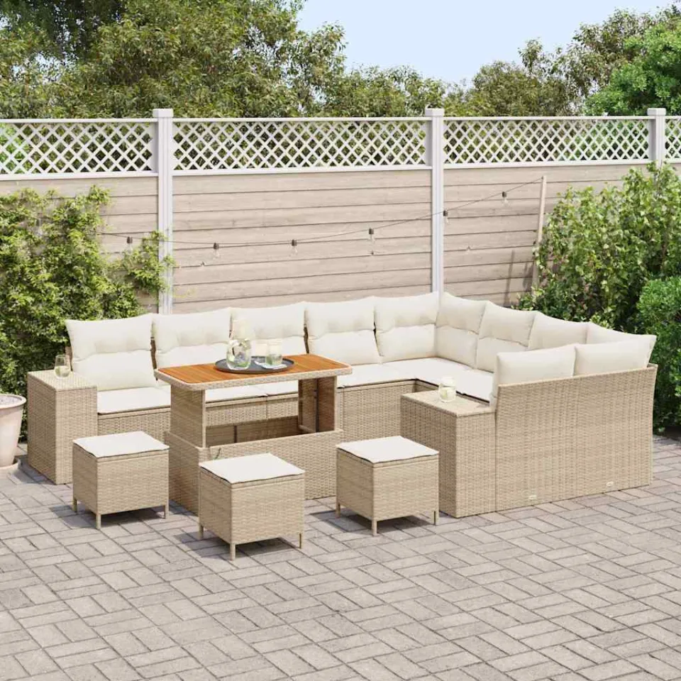 vidaXL Tuin Sofa Set 13 st Beige poly rattan, foto 3