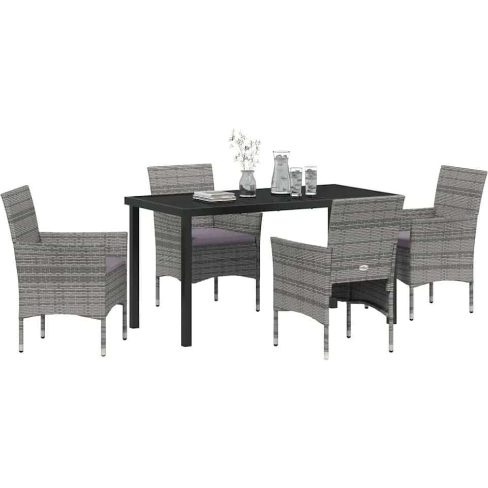 vidaXL Tuin eettafelset 5 st Grijs poly rattan