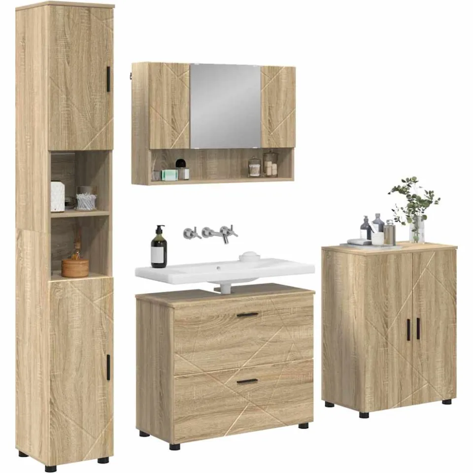 vidaXL Badkamermeubelset 4 st Sonoma Eiken 35 x 30 x 192 cm Bruin