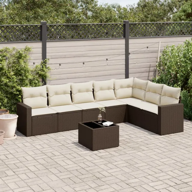 vidaXL 8-delige Loungeset met kussens poly rattan bruin, foto 2