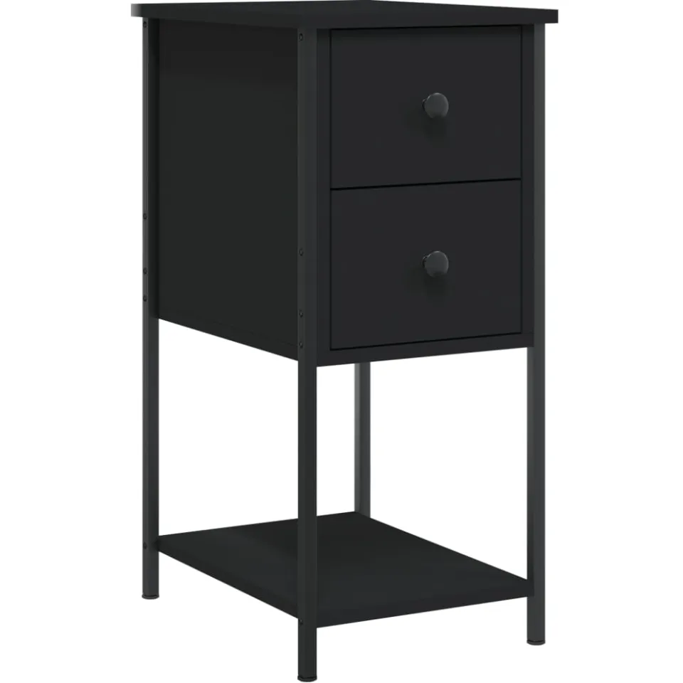 vidaXL Nachtkastjes 2 st 32x42x70 cm bewerkt hout zwart