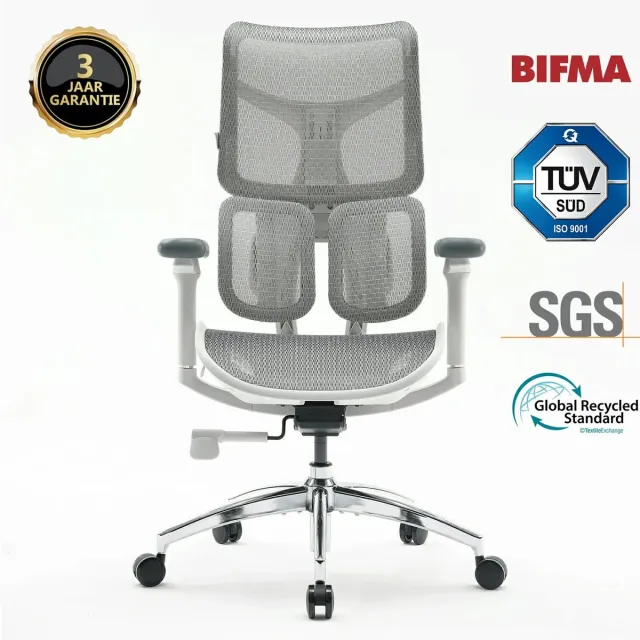 Sihoo Doro S100 Ergonomische Bureaustoel - Dubbele Dynamische Lendensteun & 5-Voudig Verstelbare Rugleuning - 4D Gecoördineerde Armleuningen - Verstelbaar Zitkussen - BIFMA/SGS Gecertificeerd - Geschikt voor 150-190cm - 78x63x124cm——Wit Wit S100
