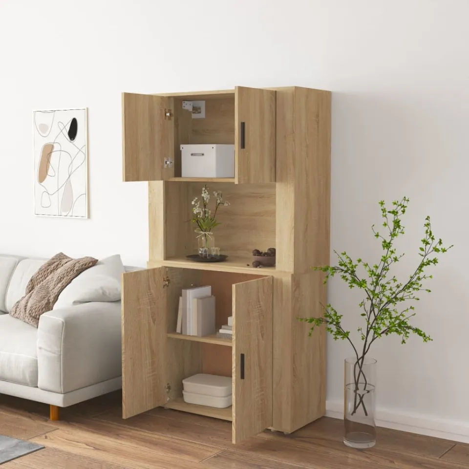 vidaXL Hoge kast bewerkt hout sonoma eikenkleurig, foto 3