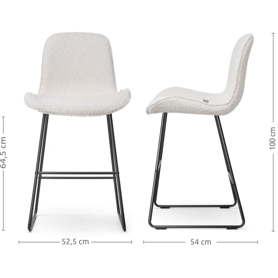 Nolon Nino-Fé barkruk bouclé beige - zwart onderstel - 65 cm
