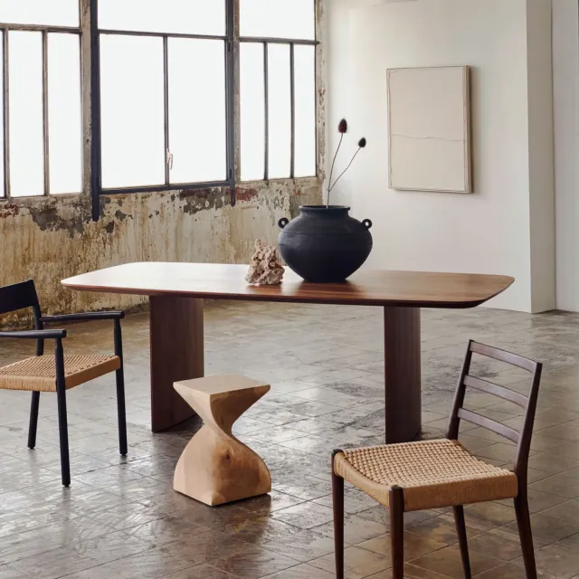 Kave Home Eettafel 'Litto' Deens ovaal, Walnoot, 200 x 100cm
