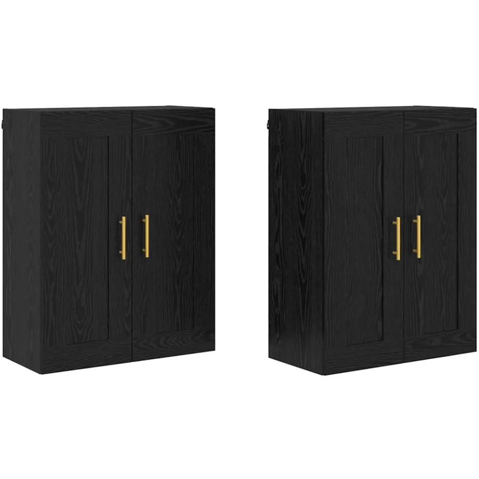 vidaXL Wandkast 2 st Zwart Eiken 69,5 x 34 x 90 cm Bewerkt hout, foto 3