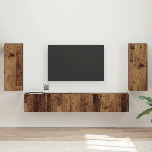 vidaXL Tv-meubelset 4 st Oudhout Bewerkt hout Bruin