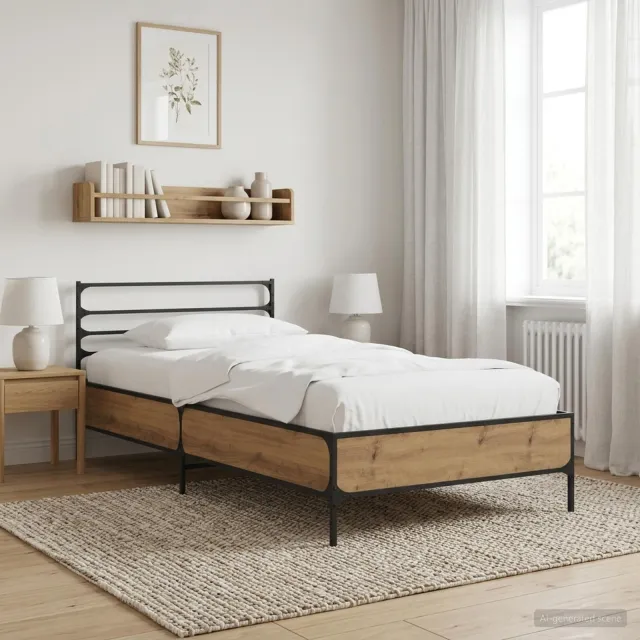 vidaXL Bedframe Artisanaal eiken 80 x 200 cm Bewerkt hout Bruin