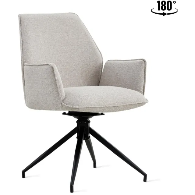 Set van 2 - Nest of Nora Design draaibare eetkamerstoelen met armleuning Emmy - Beige linnen