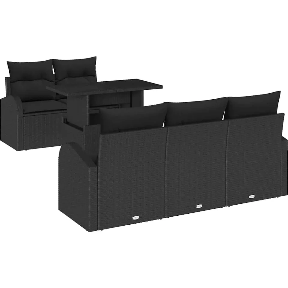 vidaXL Tuin Sofa Set 6 st Zwart poly rattan, foto 4