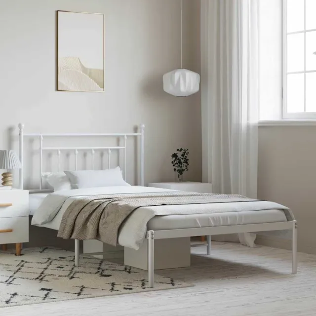 vidaXL Bedframe met hoofdbord metaal wit 100x200 cm