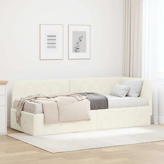 vidaXL Hoekbedframe Crème 80 x 200 cm Fluweel